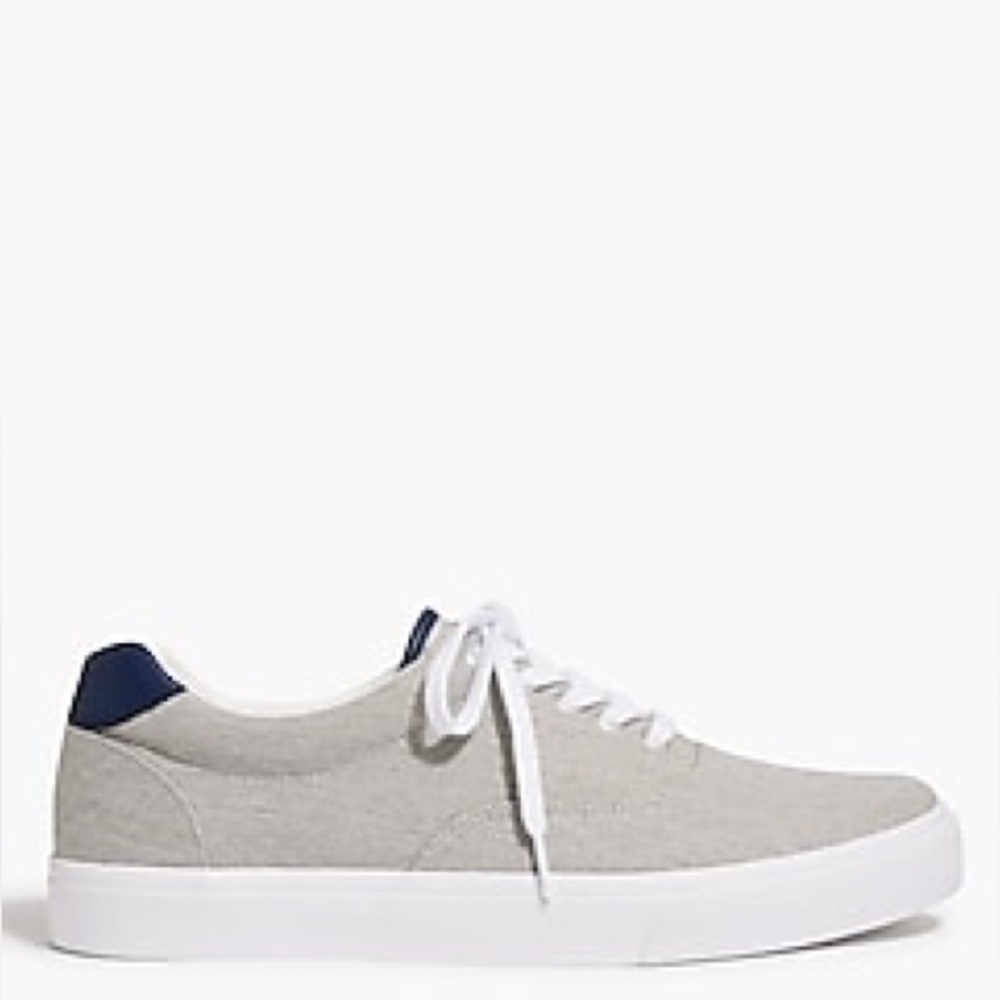 NWT JCrew Shoes Mens Size 9 Casual Comfort Low Grey Canvas Lace up Sneakers - Picture 3 of 11